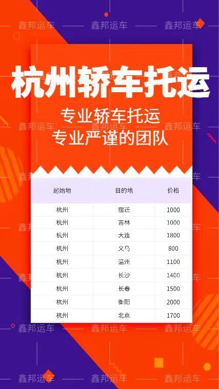 杭州轎車托運價格一覽表，讓你輕松掌握物流新動態(tài)！